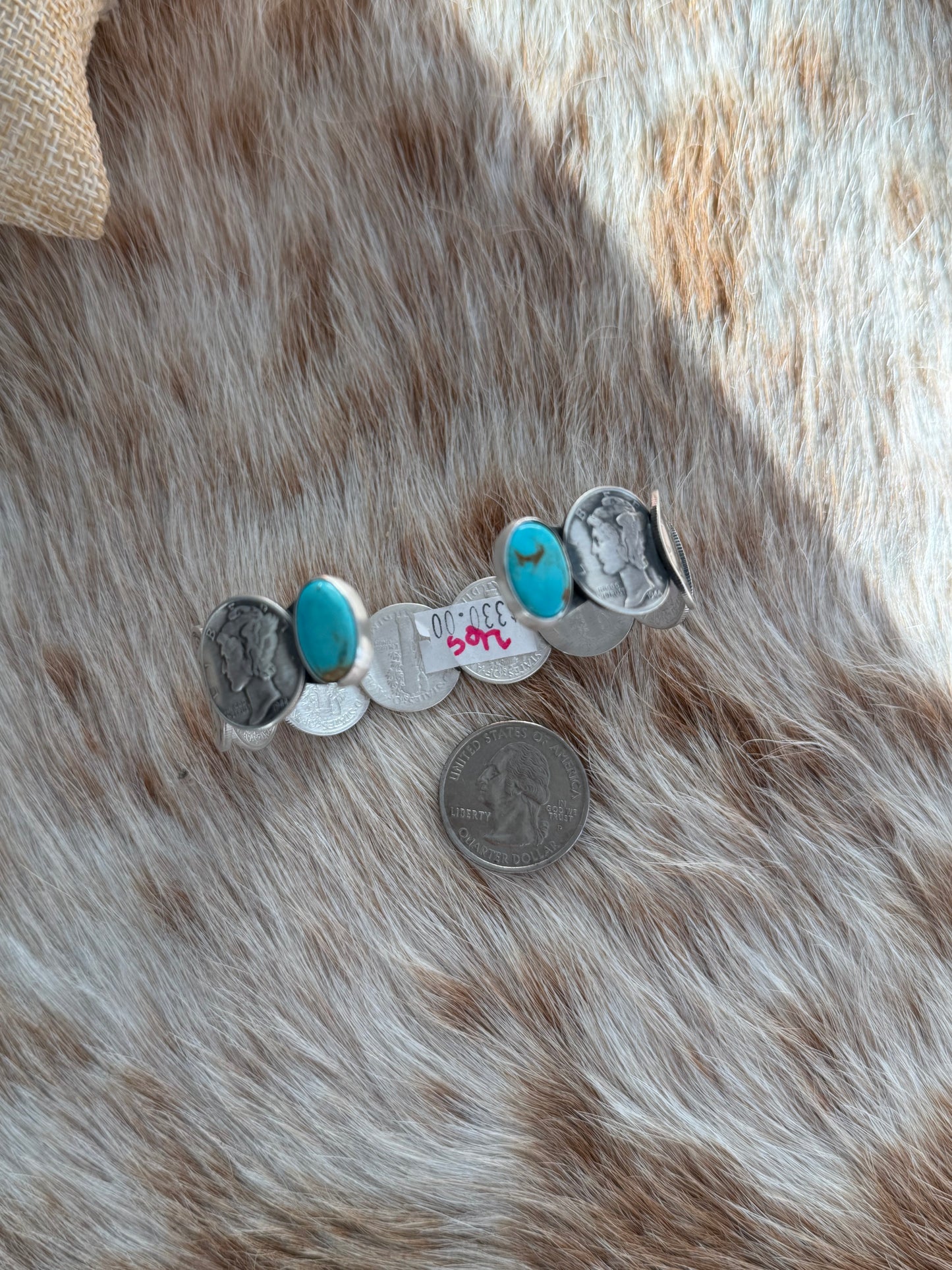 Liberty Coin and Turquoise Cuff