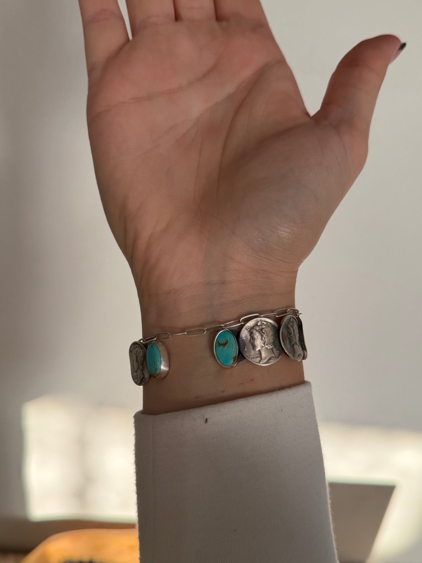 Liberty Coin and Turquoise Cuff