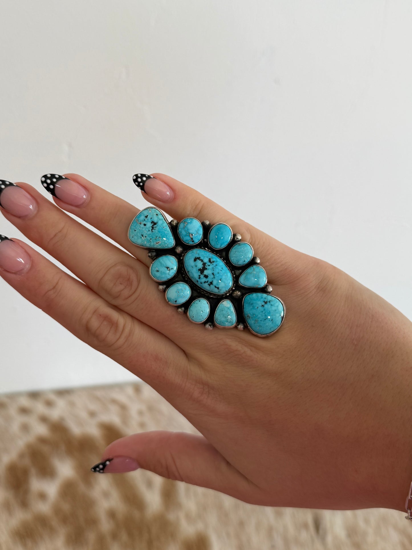 LARGE Size 10 Turquoise Cluster Statement Ring