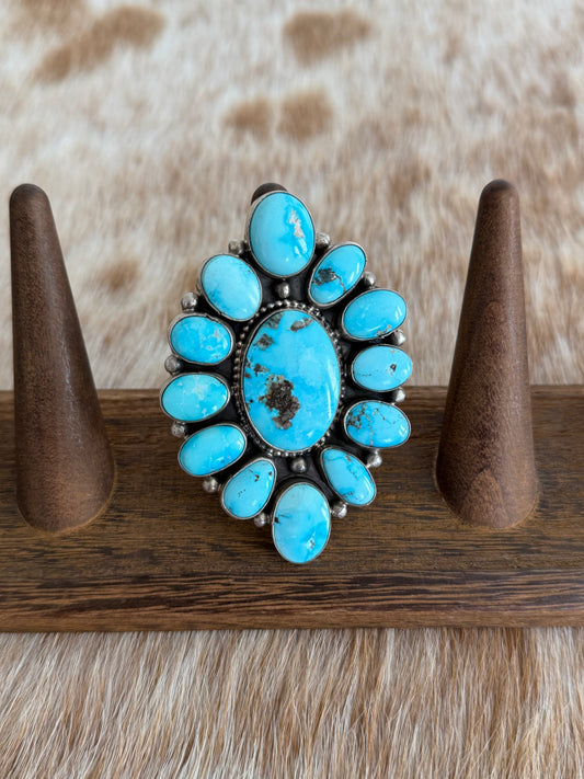 LARGE Size 9 Turquoise Cluster Statement Ring