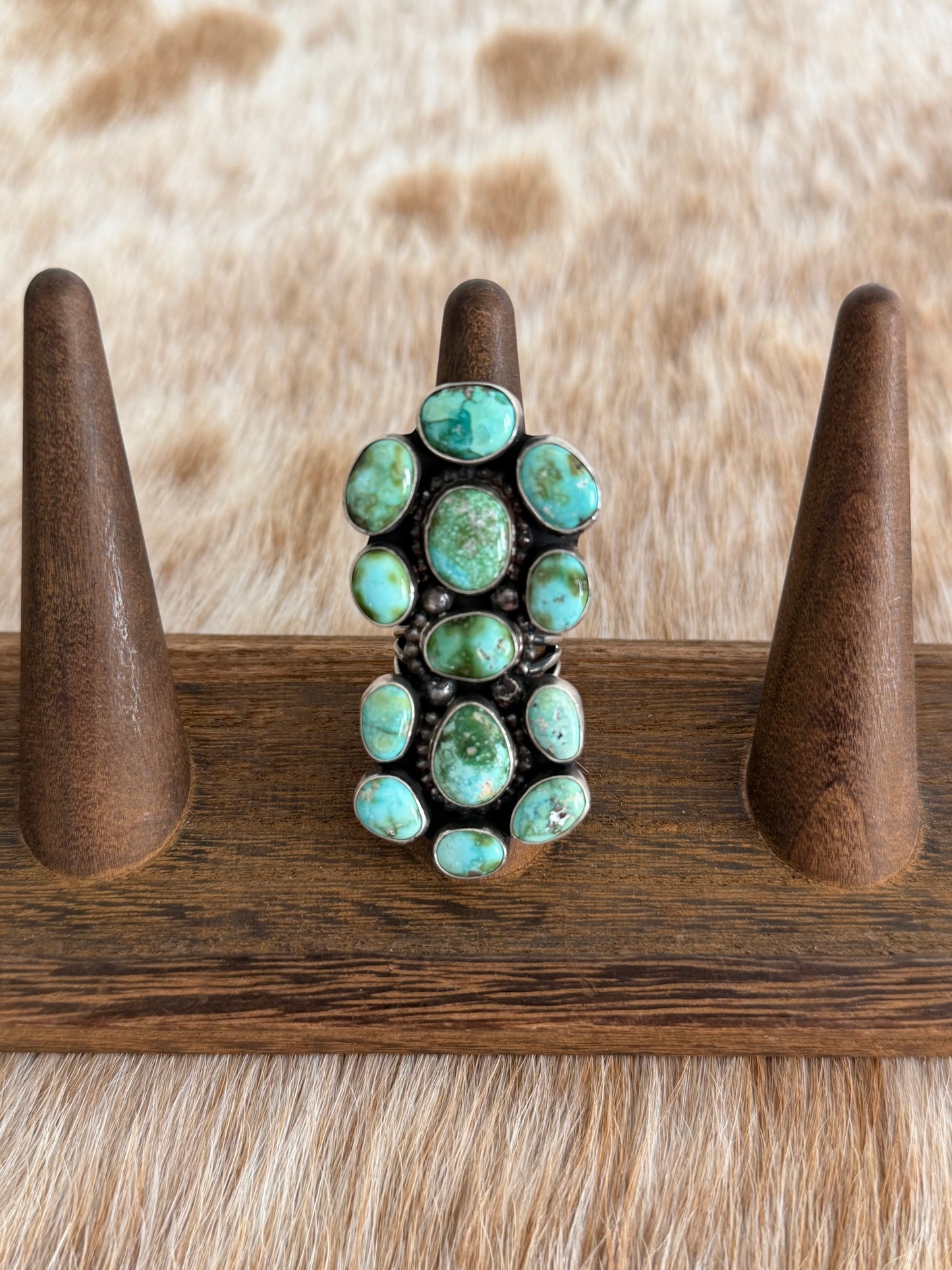 Size 8 Sonoran Gold Turquoise Cluster Ring