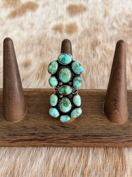 Size 8 Sonoran Gold Turquoise Cluster Ring