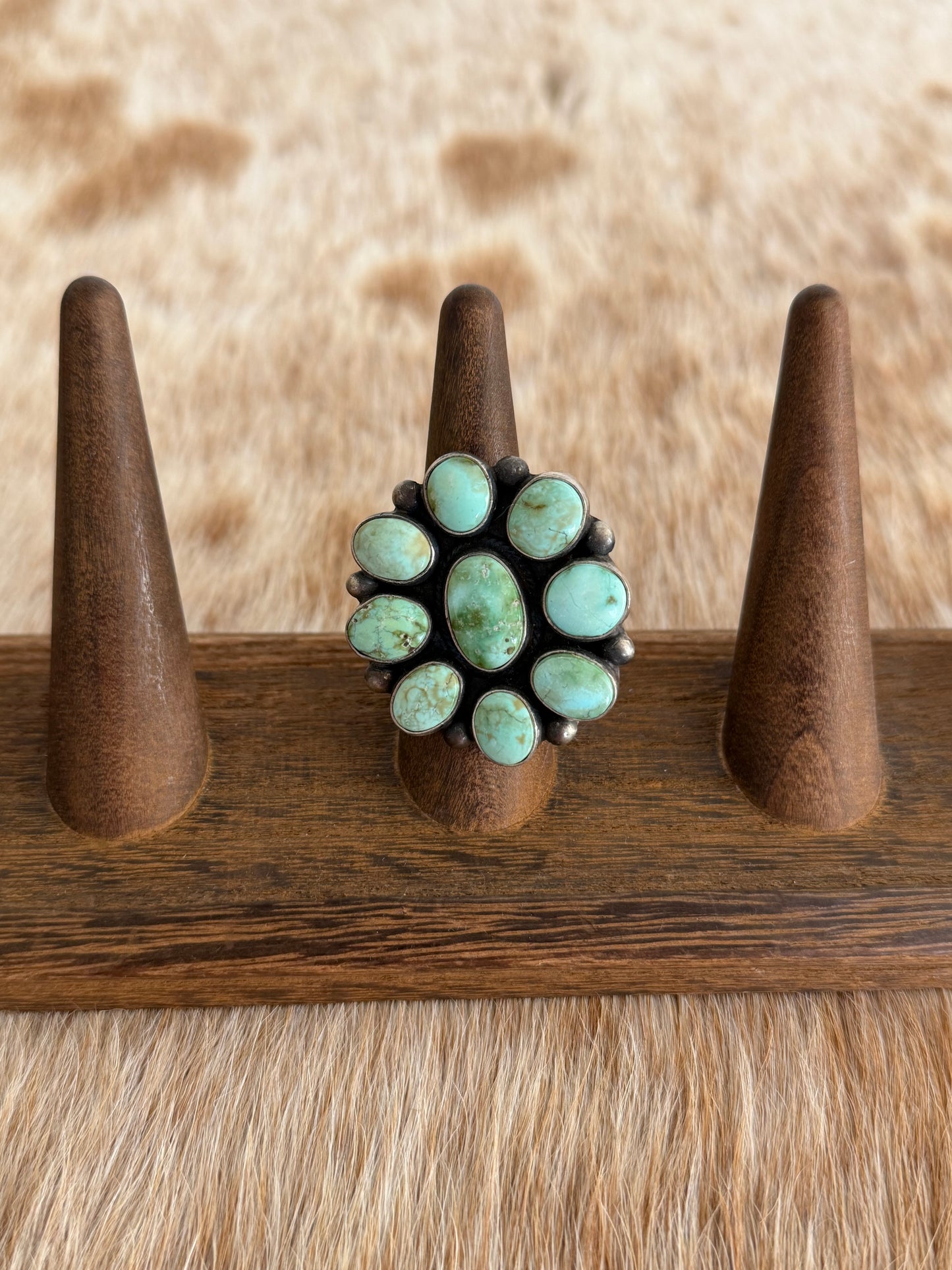 Adjustable Sonoran Gold Turquoise Cluster Ring