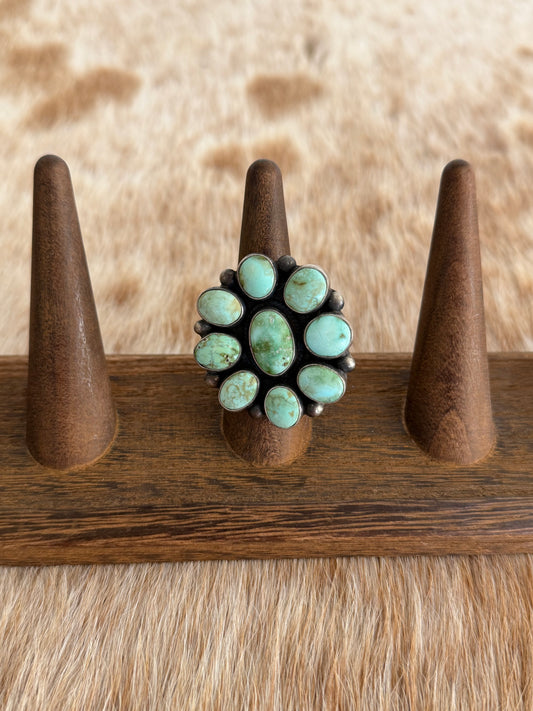Adjustable Sonoran Gold Turquoise Cluster Ring