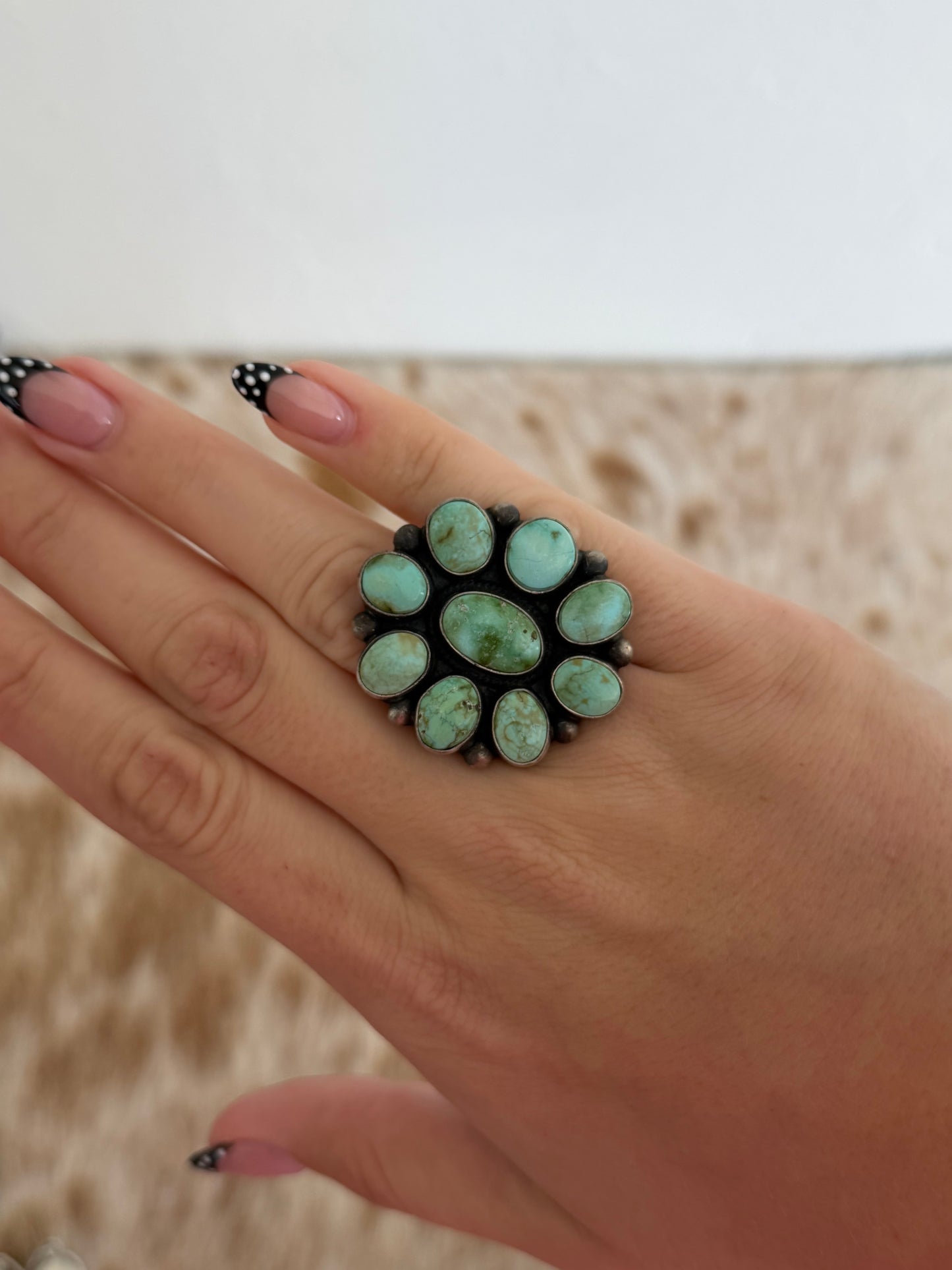 Adjustable Sonoran Gold Turquoise Cluster Ring