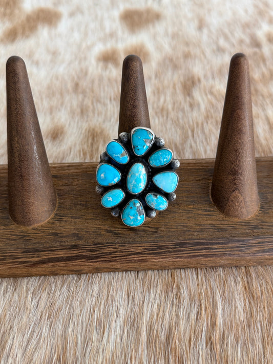 Adjustable Turquoise Cluster Ring