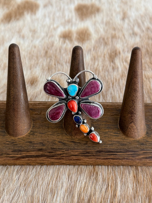 Size 8 Multicolor Dragonfly Ring