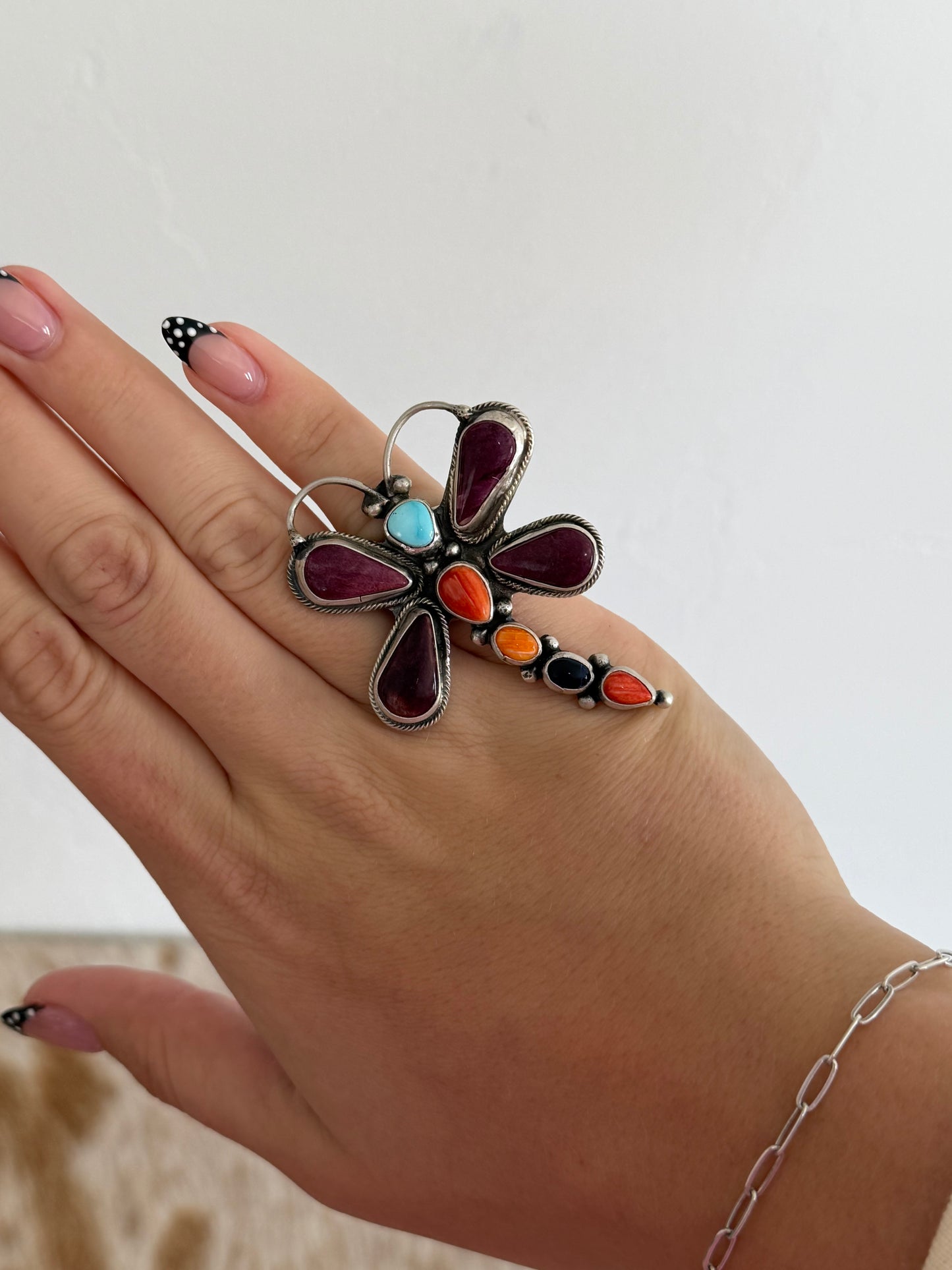 Size 7.5 Multicolor Dragonfly Ring