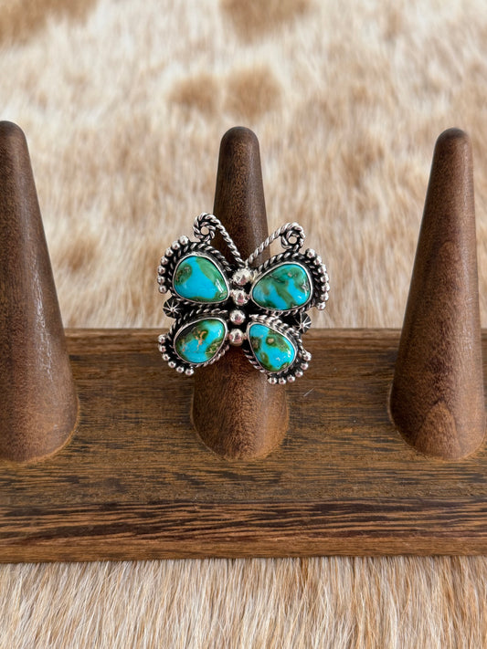Size 8 Sonoran Gold Turquoise Butterfly Ring