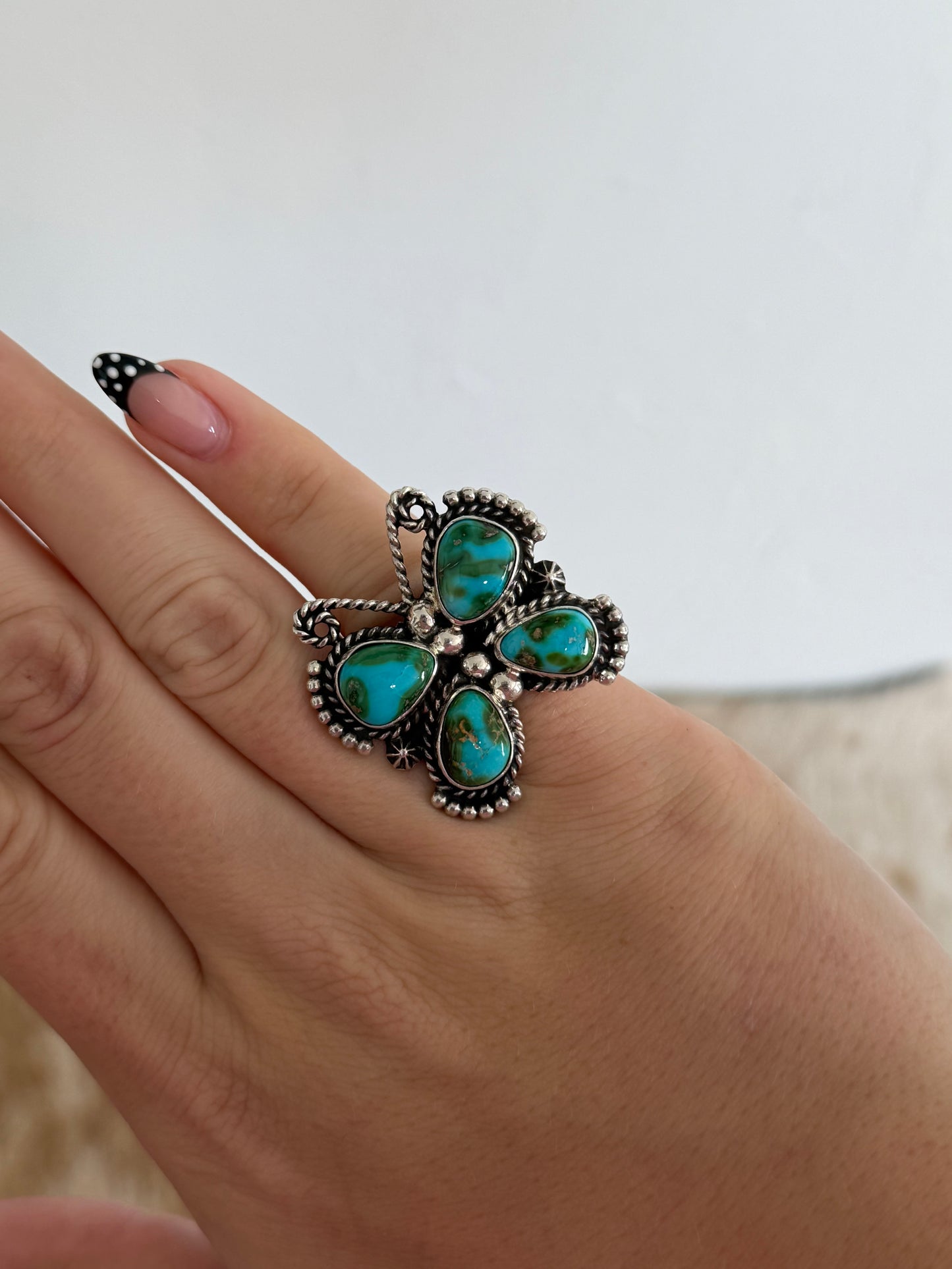 Size 8 Sonoran Gold Turquoise Butterfly Ring
