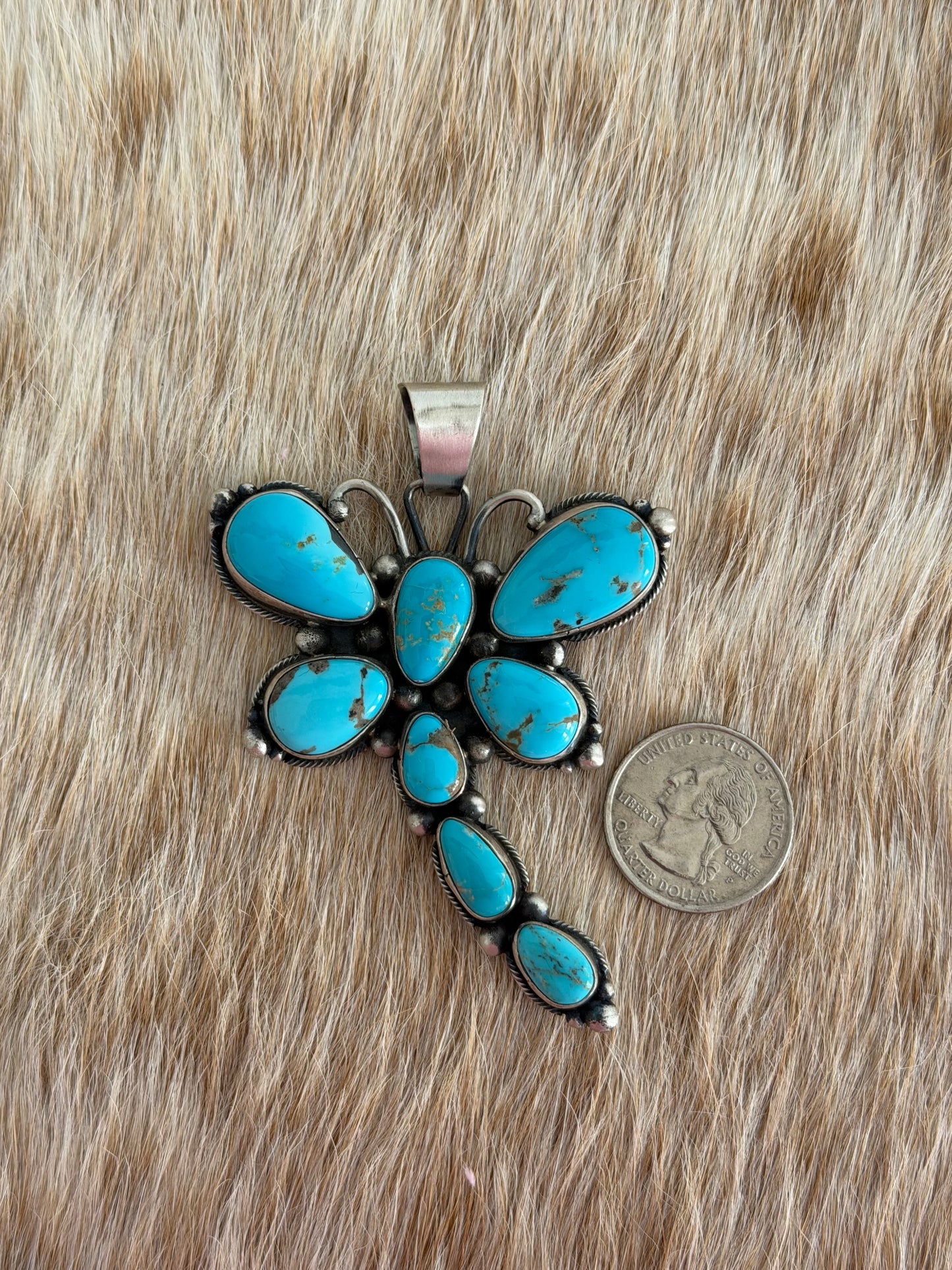 Turquoise Dragonfly Cluster Pendant
