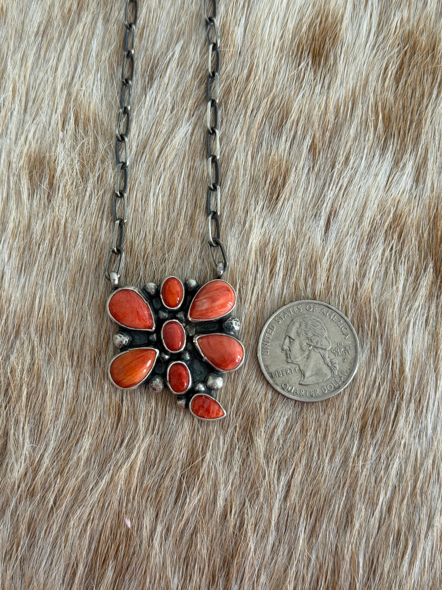 Red Spiny Oyster Shell Dragonfly Necklace