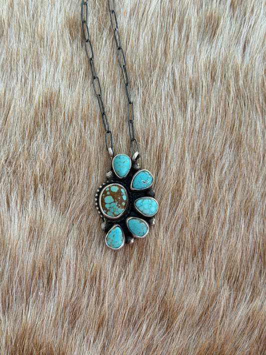 Turquoise Half Cluster Necklace