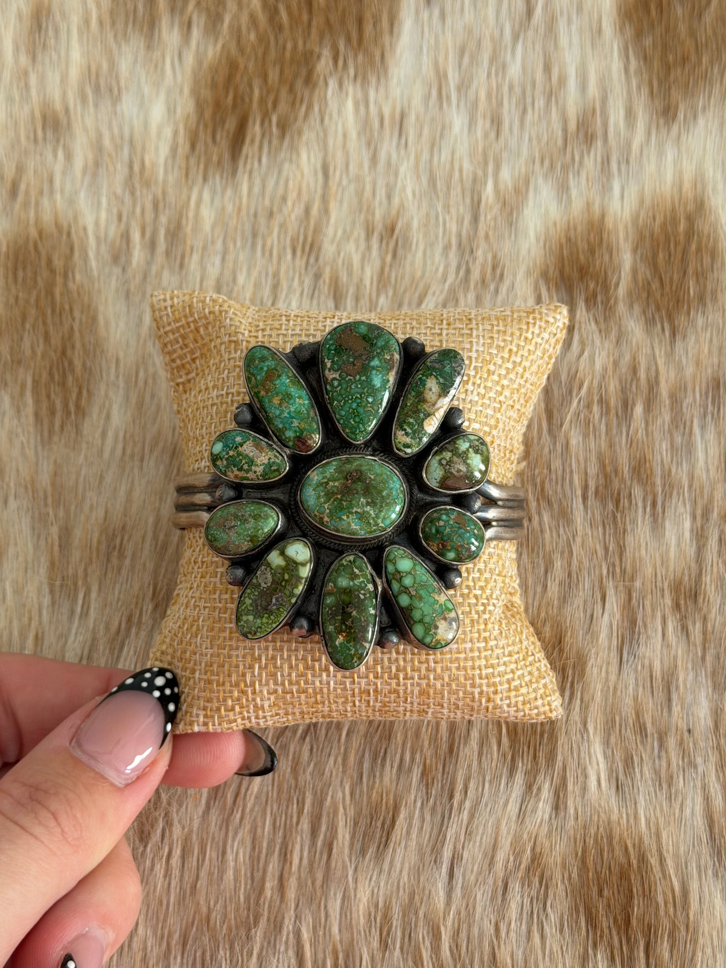 LARGE Sonoran Gold Turquoise Cluster Cuff