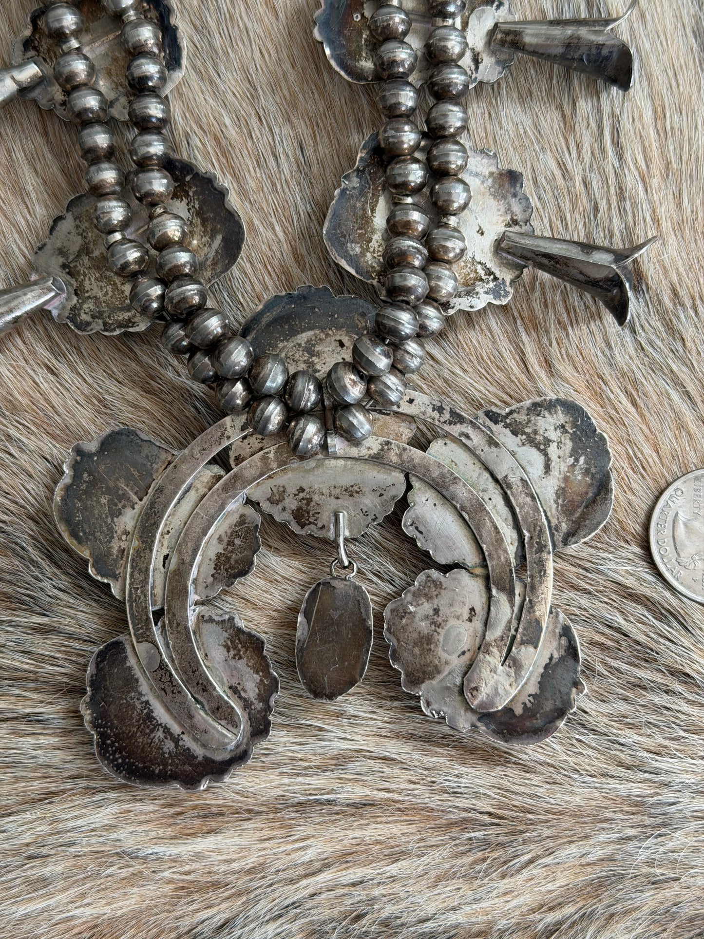 VINTAGE Turquoise Squash Blossom Necklace
