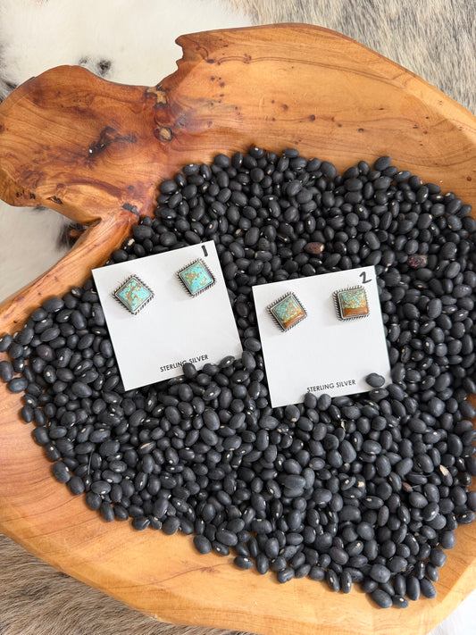 #8 Turquoise Square Earrings
