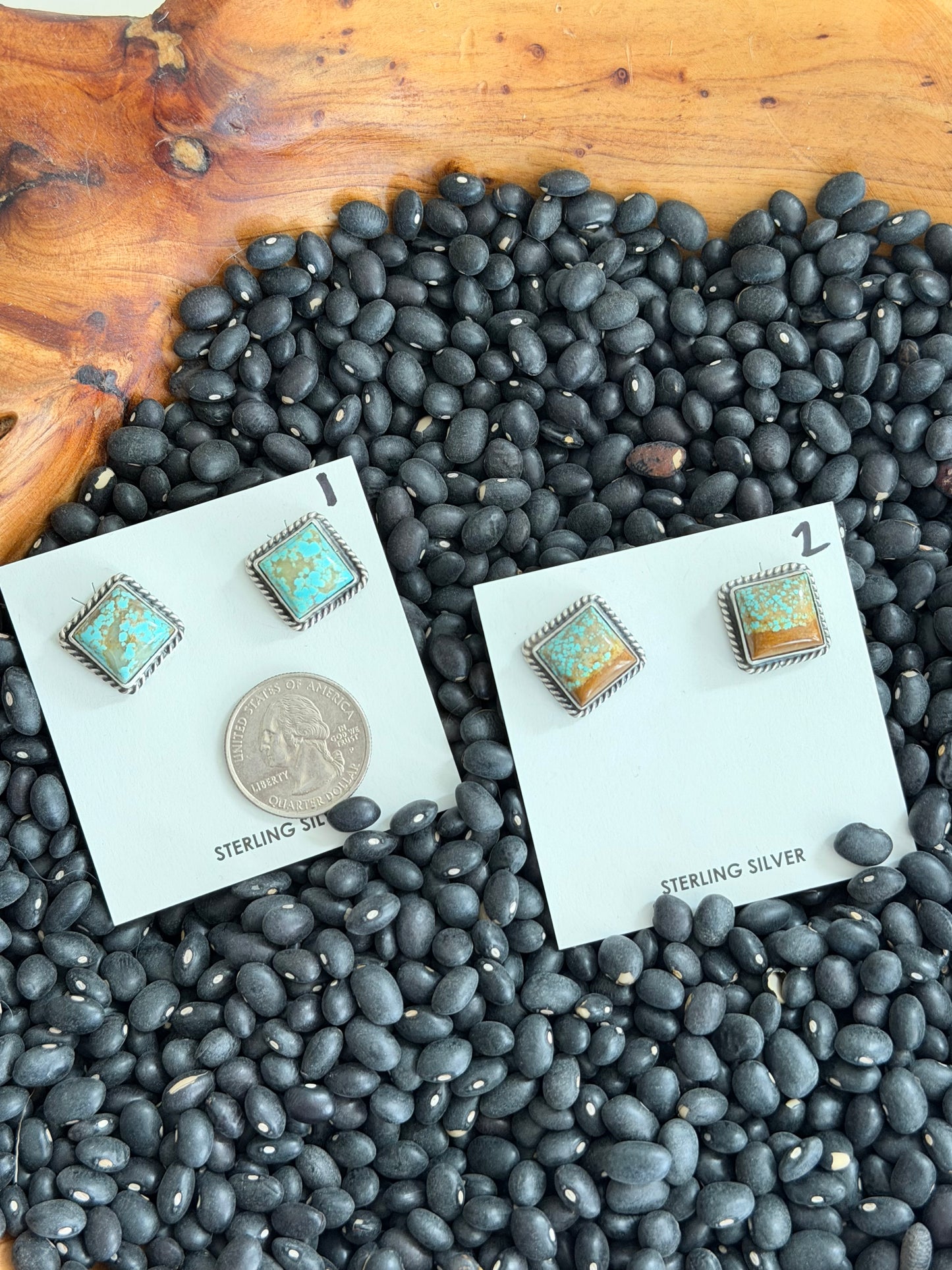 #8 Turquoise Square Earrings