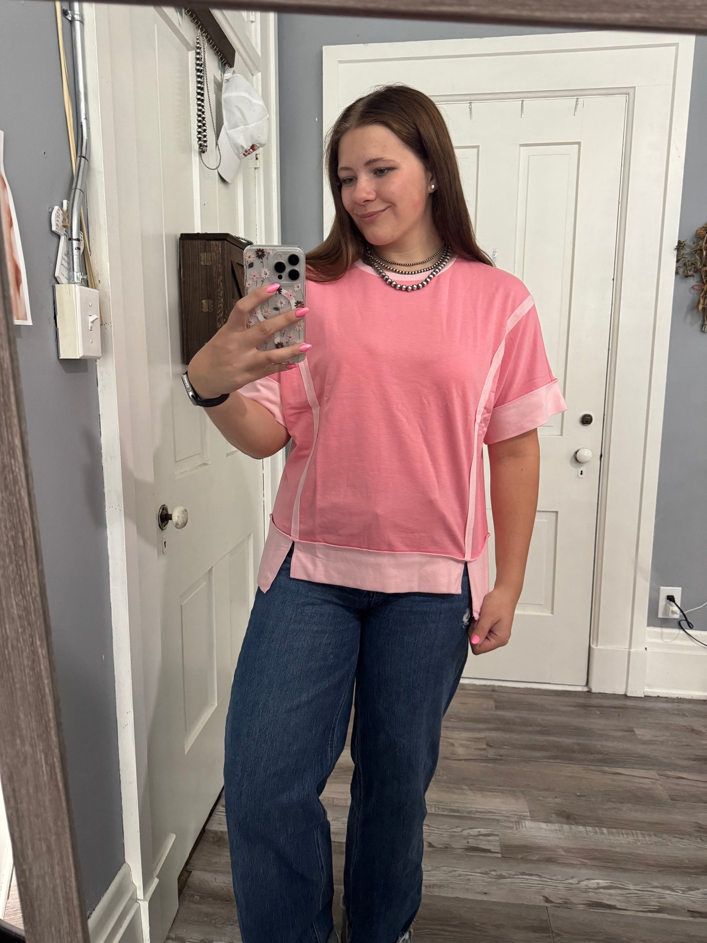 PLUS Pink Half Sleeve Oversized Top