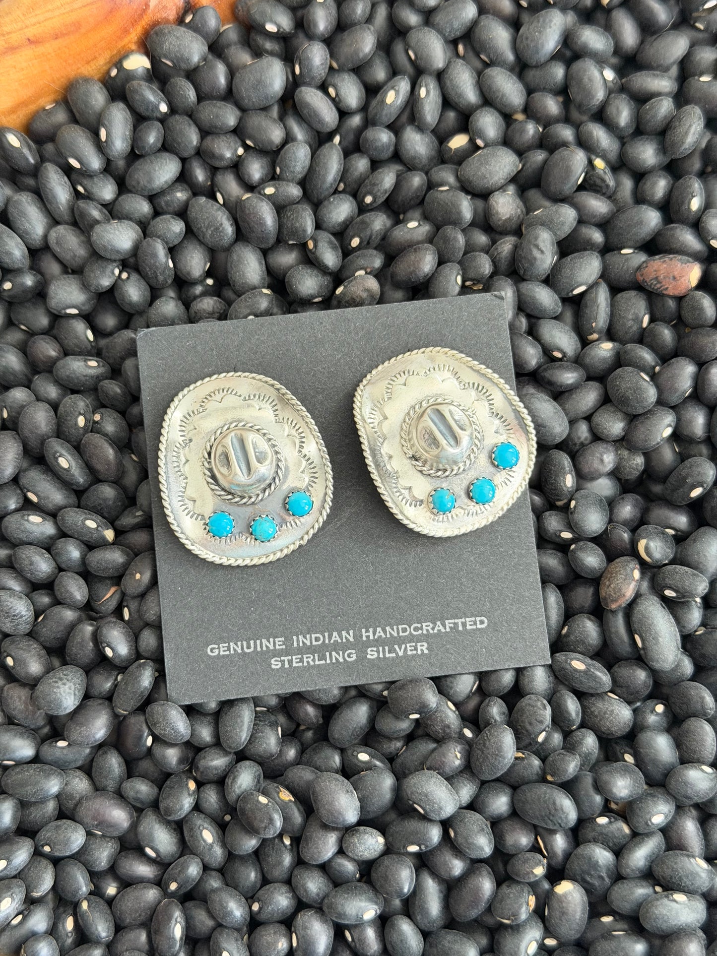 Kingman Turquoise Cowboy Hat Stud Earrings