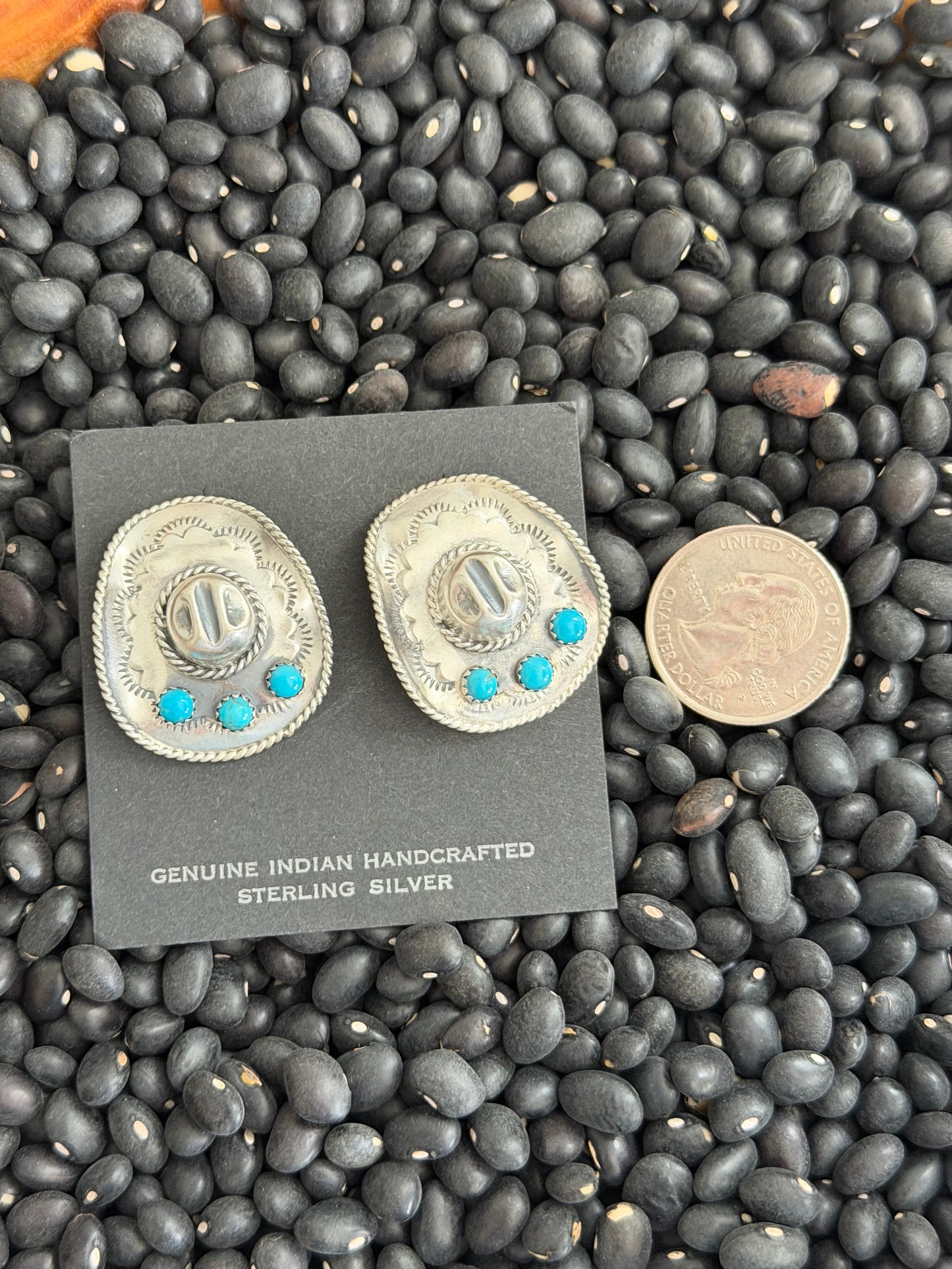 Kingman Turquoise Cowboy Hat Stud Earrings