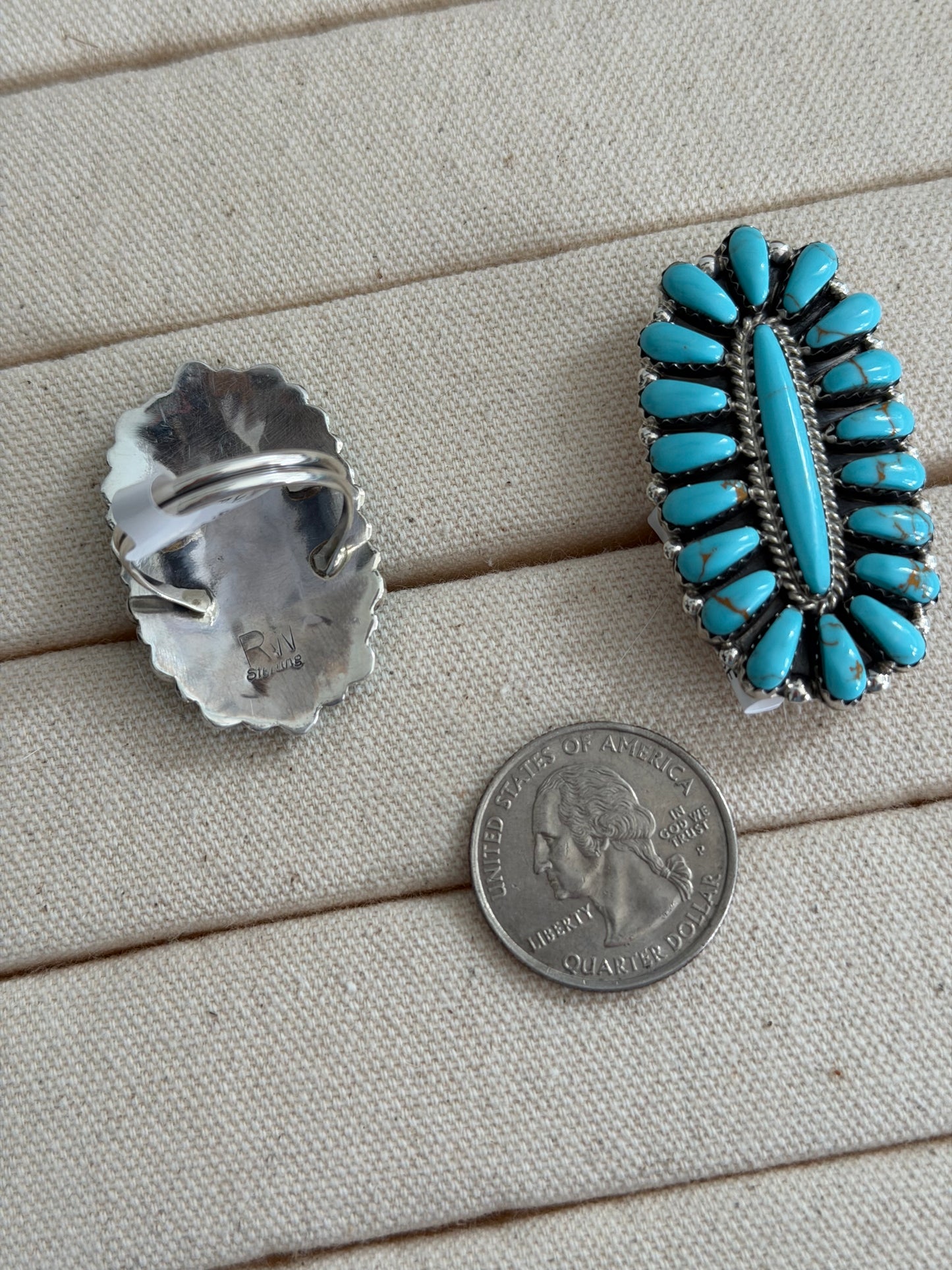 Size 9 Kingman Turquoise Cluster Ring