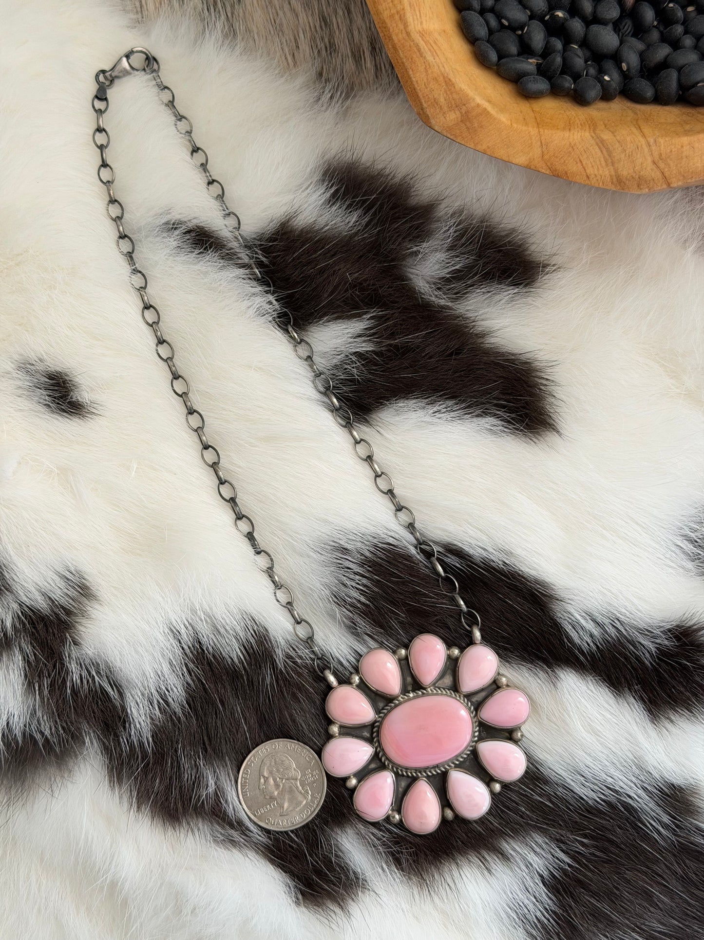 Large Pink Conch Cluster Necklace