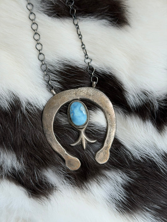 Large Golden Hills Turquoise Naja Necklace