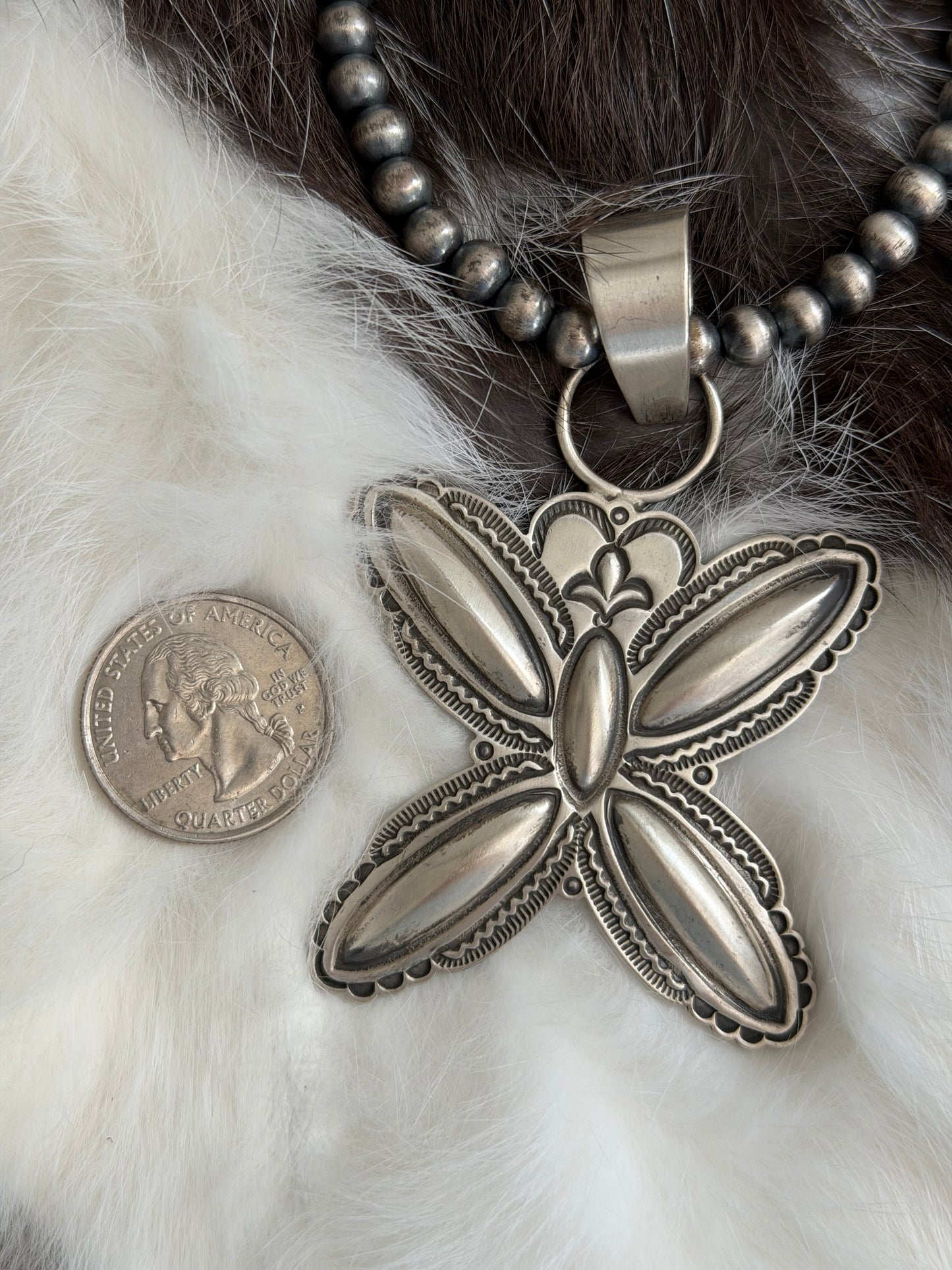 6mm 18" Sterling Pearl Necklace with Sterling Silver Butterfly Pendant