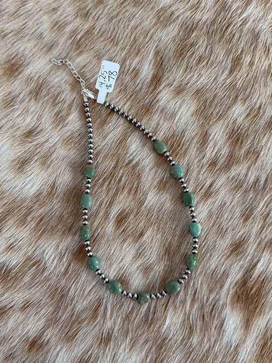 14.25" Green Turquoise Necklace