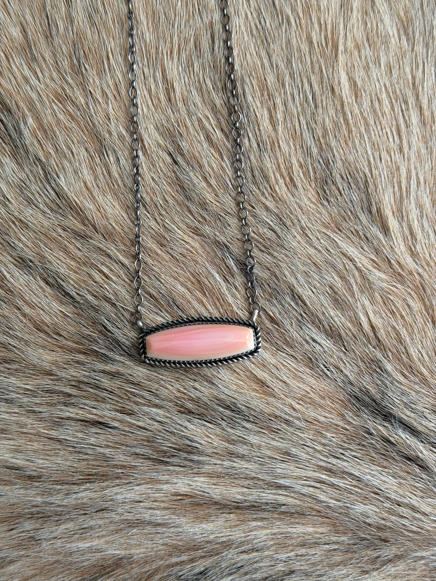 Pink Conch Bar Necklace