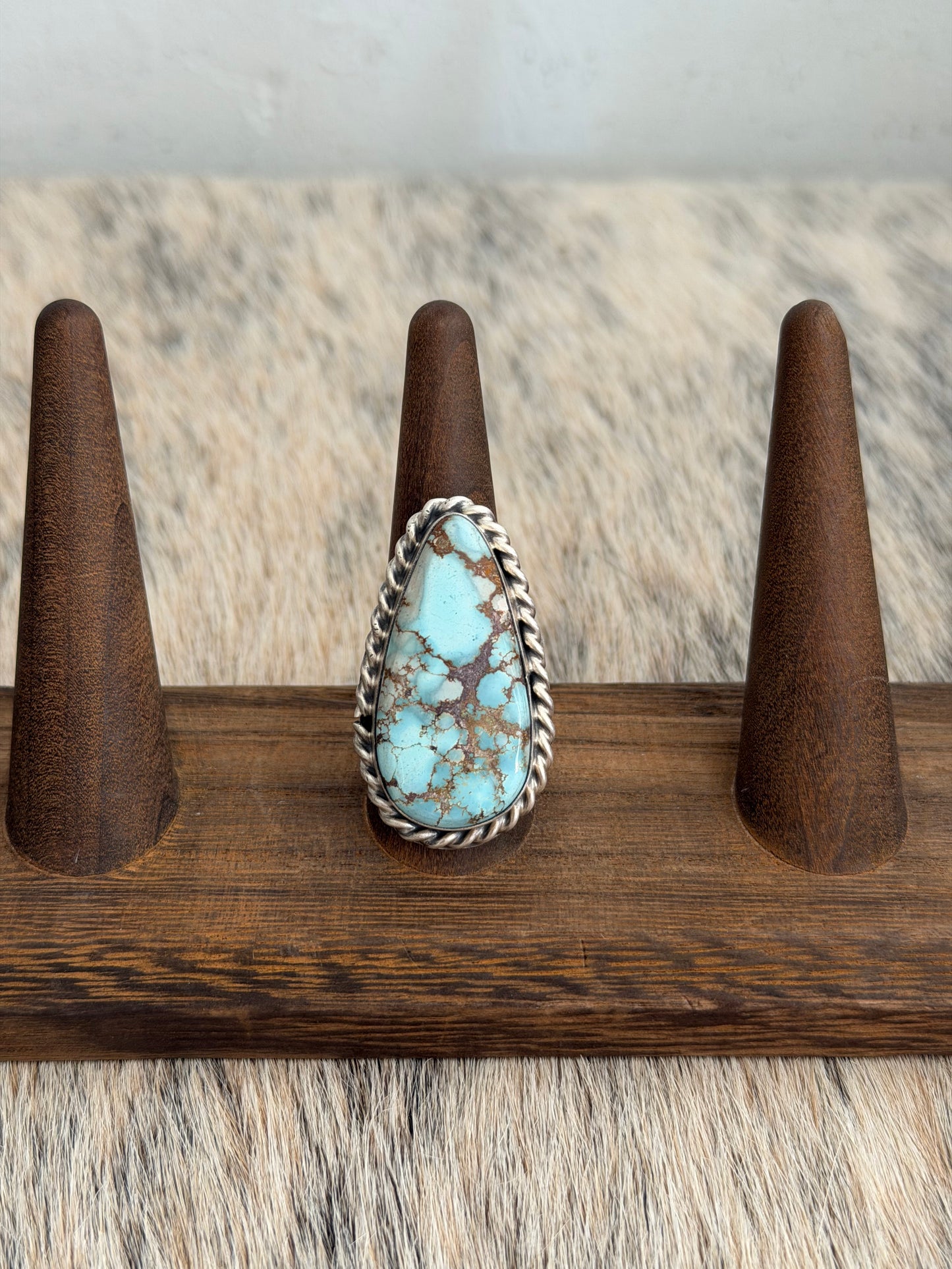 Large Size 10 Golden Hills Turquoise Ring