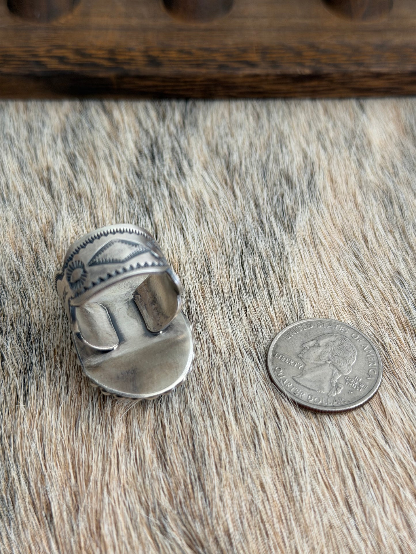 Large Size 10 Golden Hills Turquoise Ring
