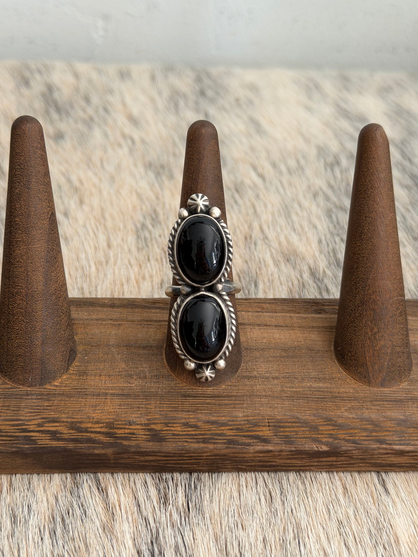 Adjustable Black Onyx Ring