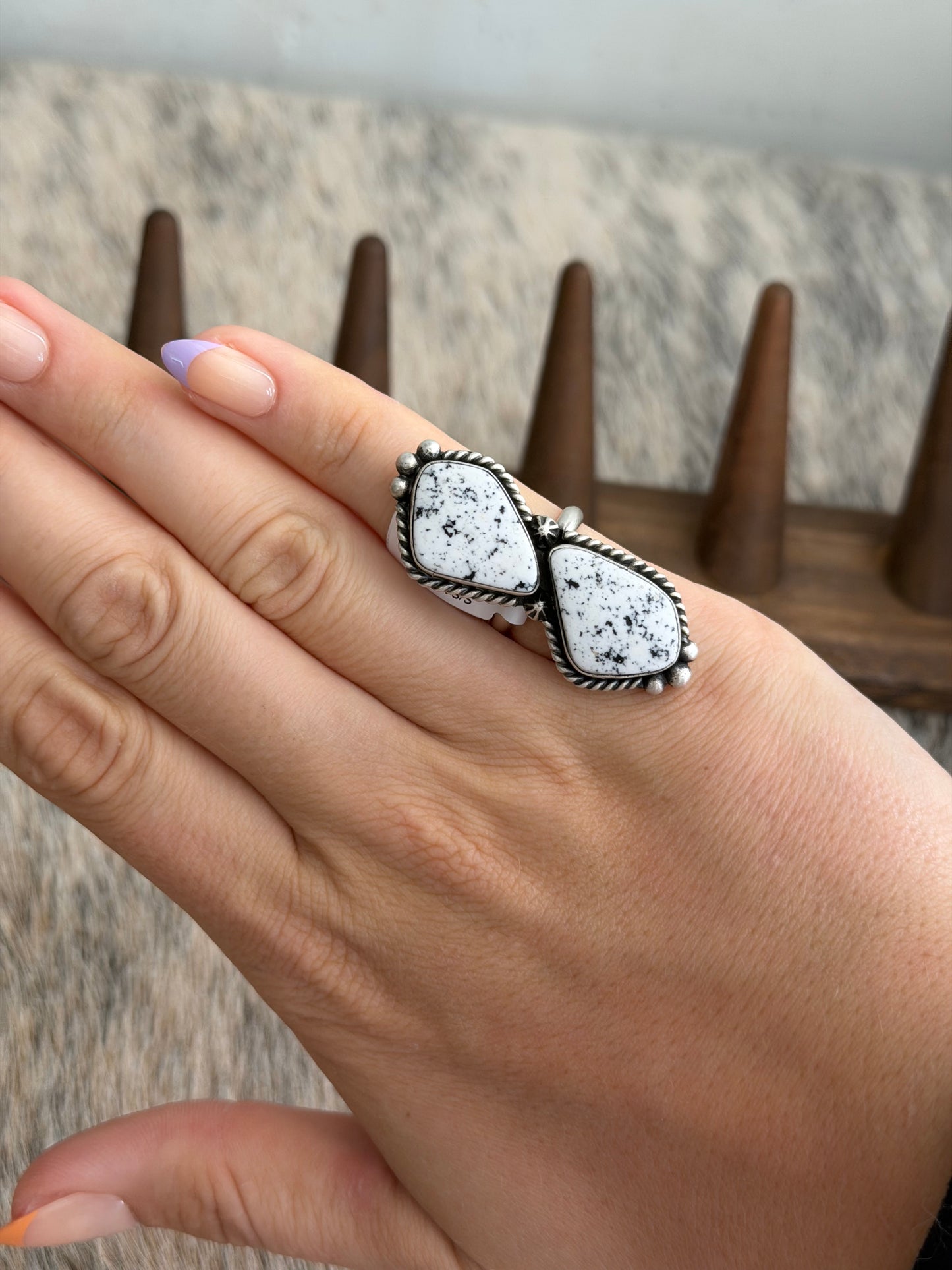 Adjustable White Buffalo Ring