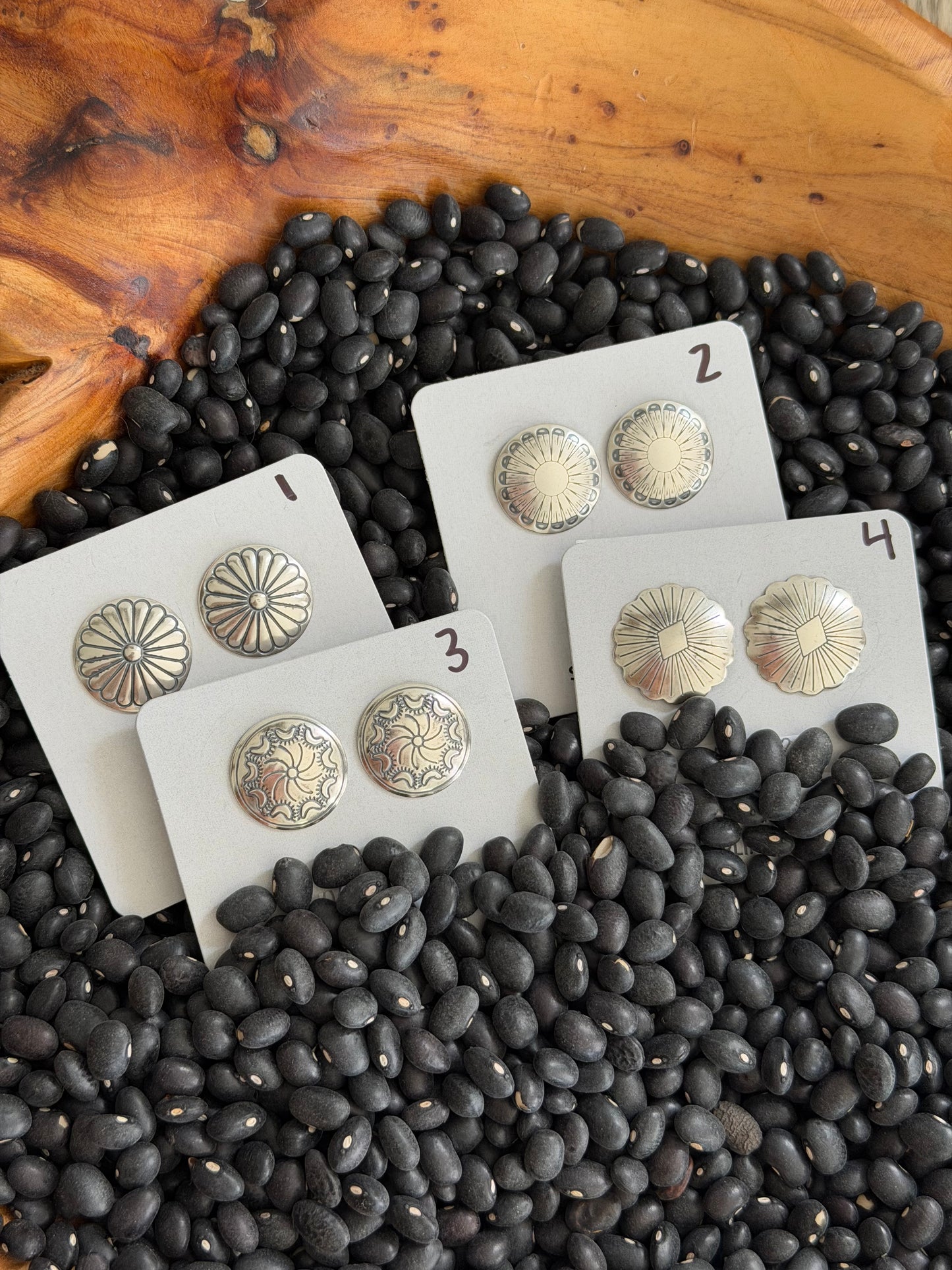 Round Sterling Silver Concho Earrings