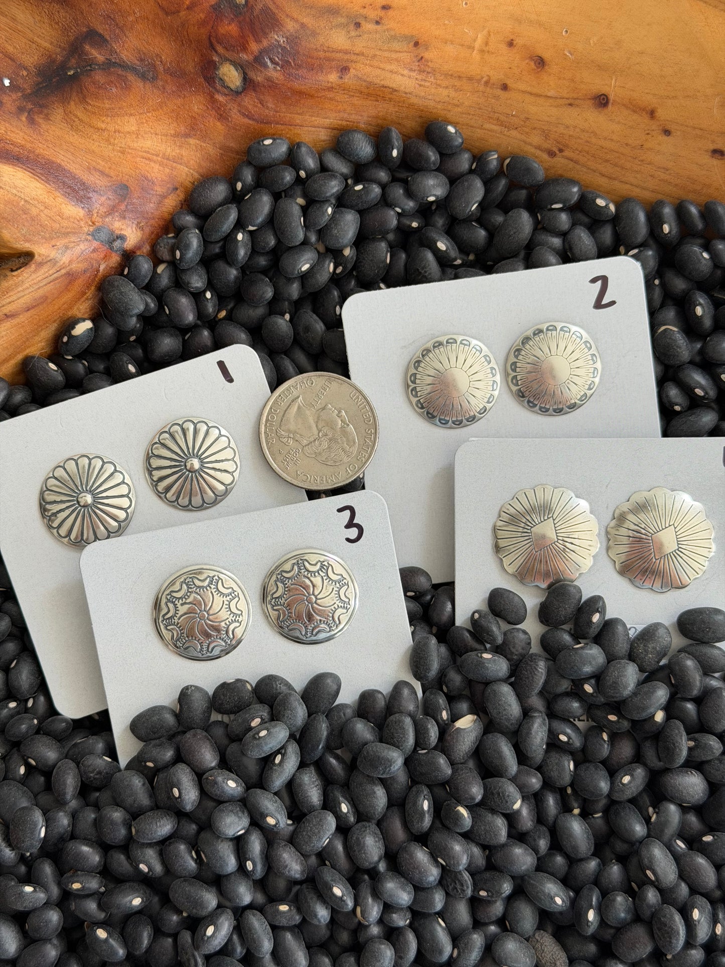 Round Sterling Silver Concho Earrings