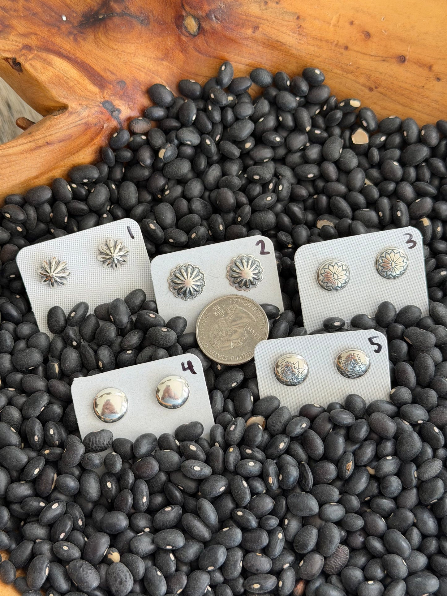 Sterling Silver Concho Earrings