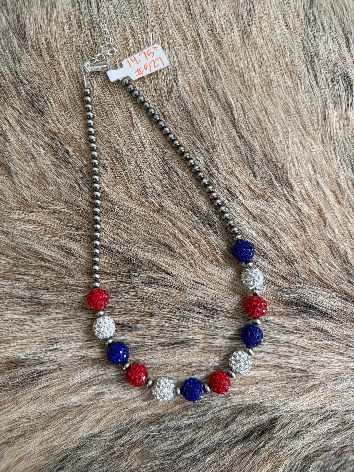 14.75" 4th of July Rhinestone Necklace