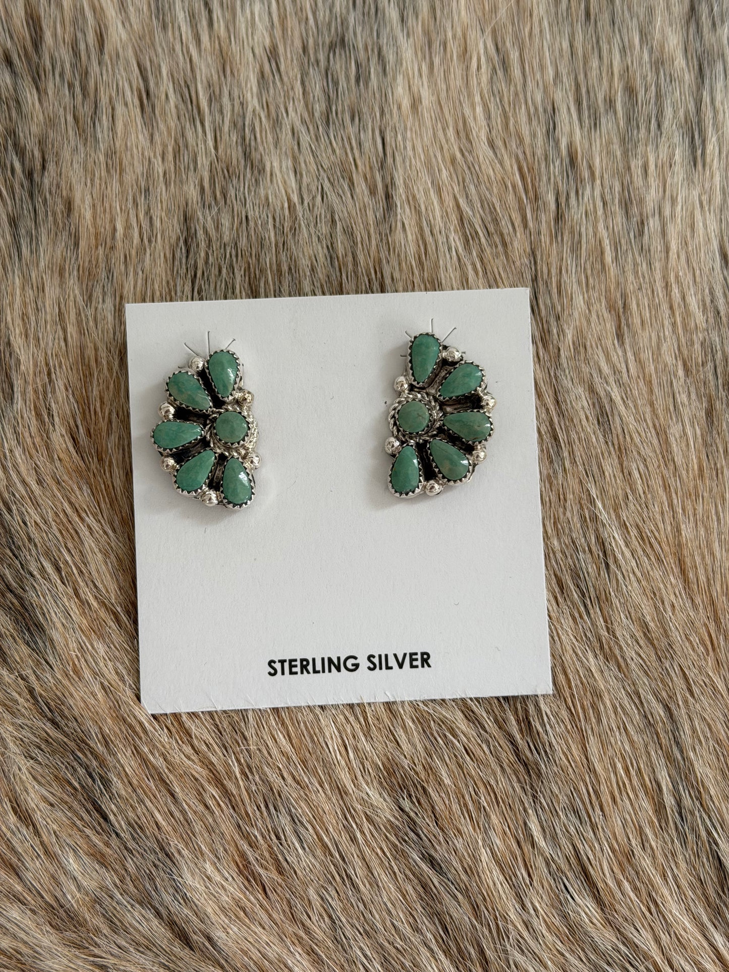 Green Kingman Turquoise Half Cluster Earrings