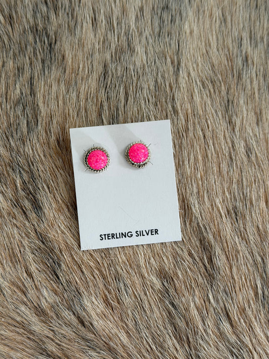 Hot Pink Opal Earrings