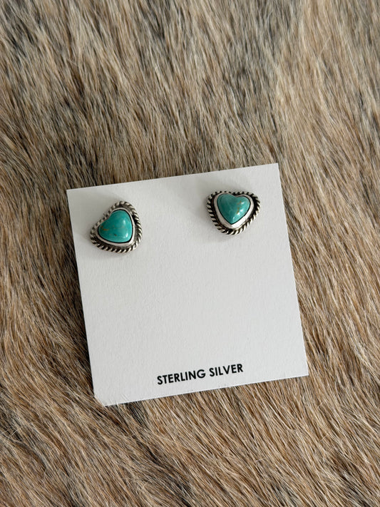 Kingman Turquoise Heart Earrings