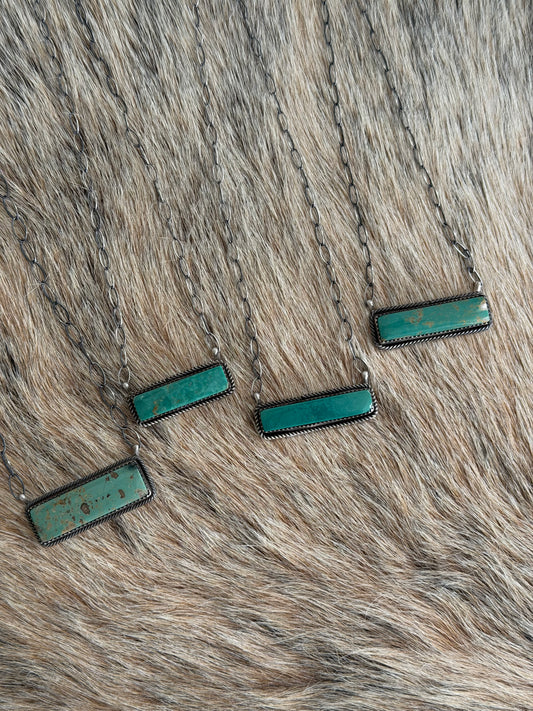 Green Kingman Turquoise Bar Necklace