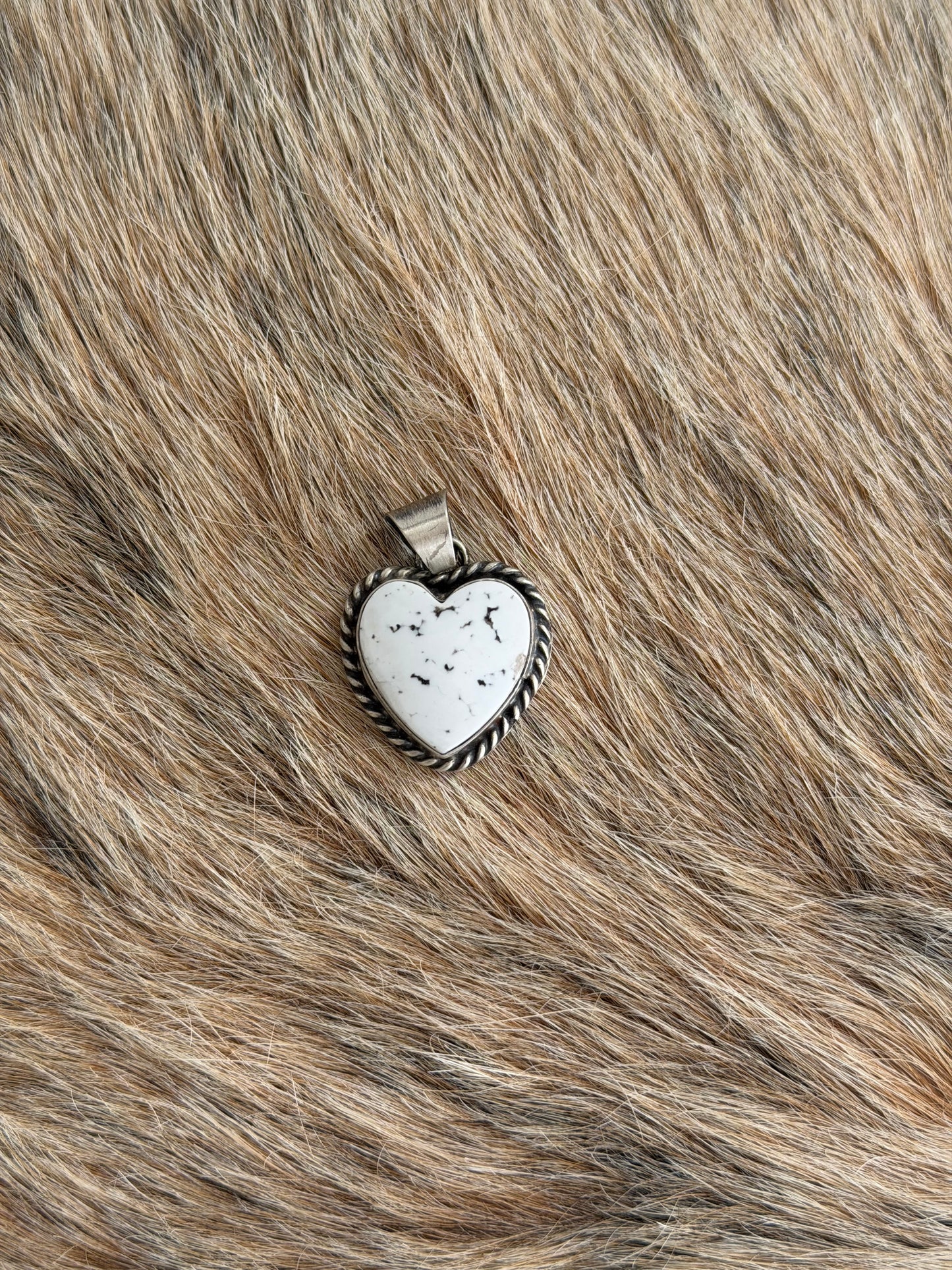 White Buffalo Heart Pendant