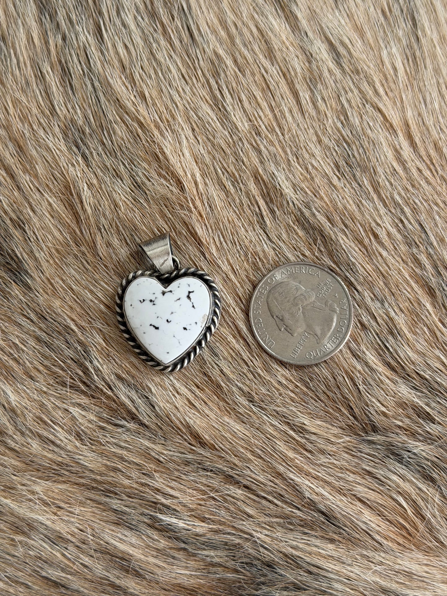 White Buffalo Heart Pendant