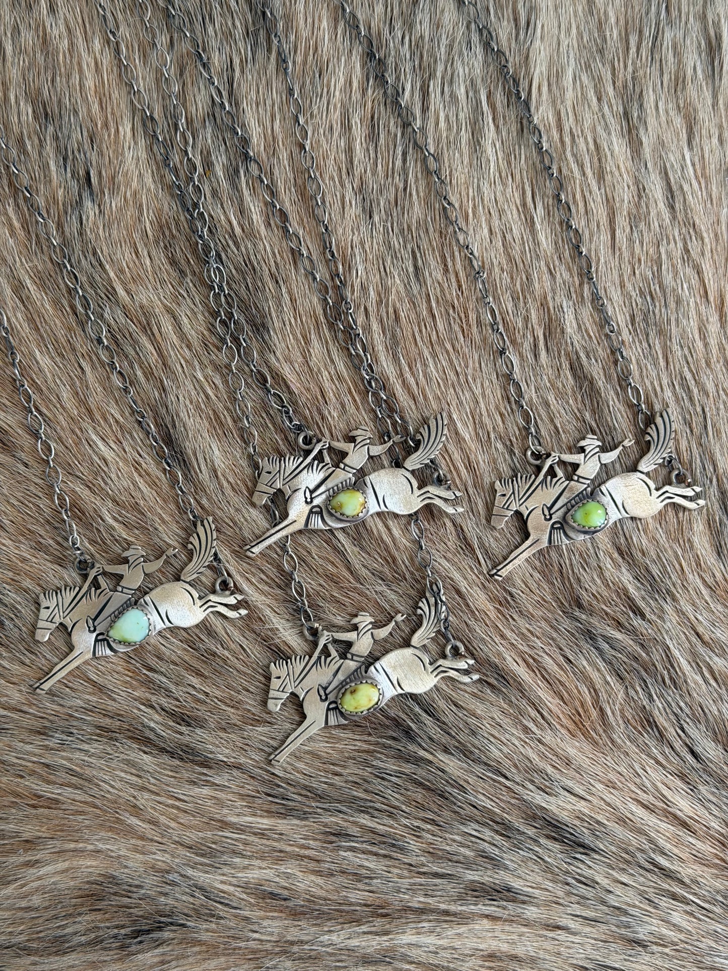 Palomino Variscite Bucking Horse Necklace