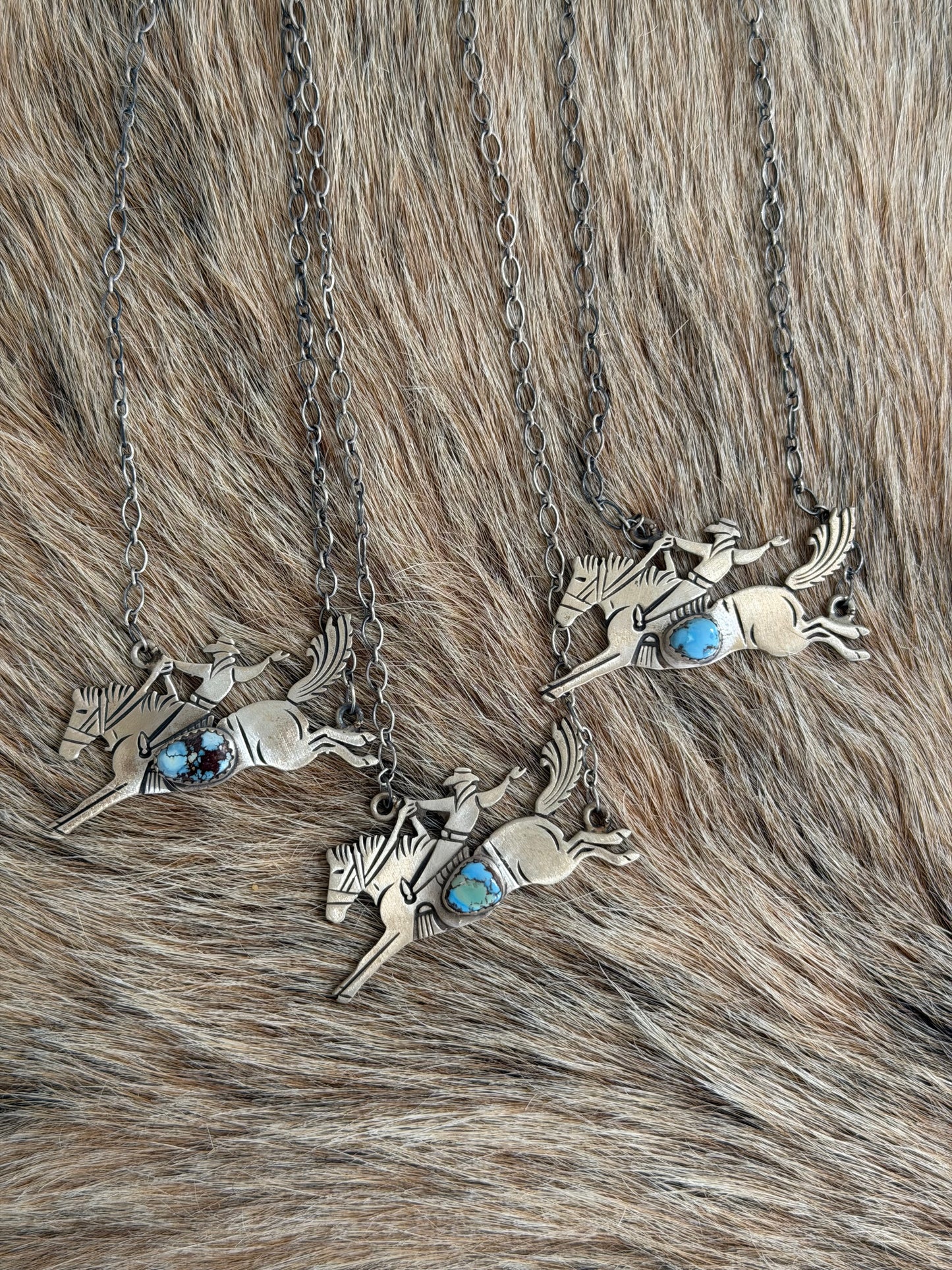 Golden Hills Turquoise Bucking Horse Necklace