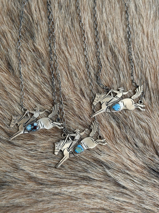 Golden Hills Turquoise Bucking Horse Necklace