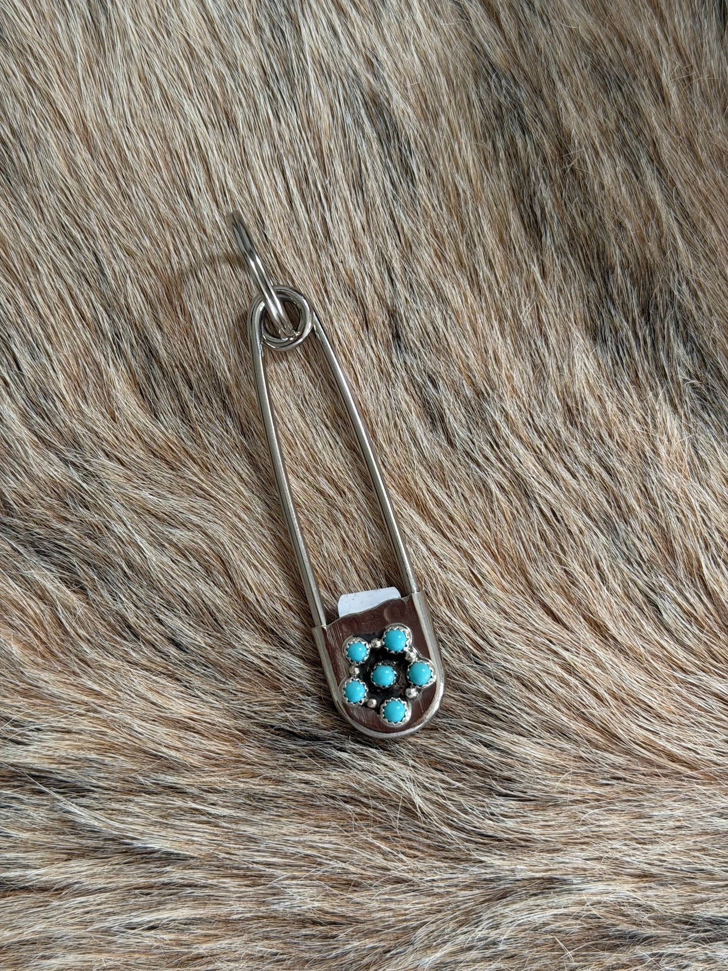 Kingman Turquoise Safety Pin Keychain/Pendant