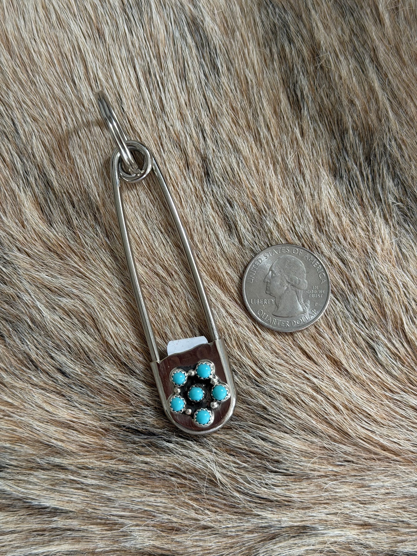 Kingman Turquoise Safety Pin Keychain/Pendant