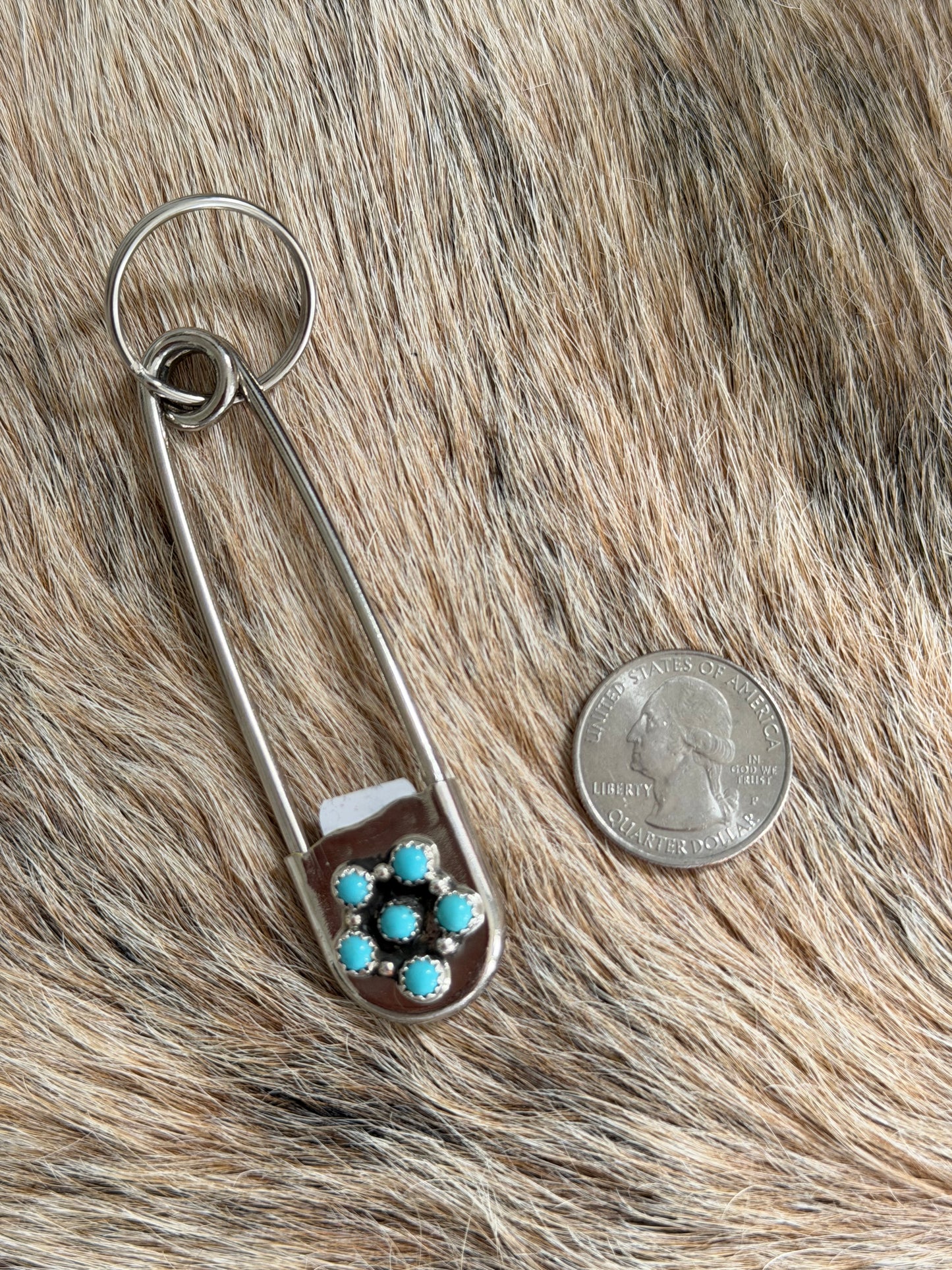 Kingman Turquoise Safety Pin Keychain/Pendant